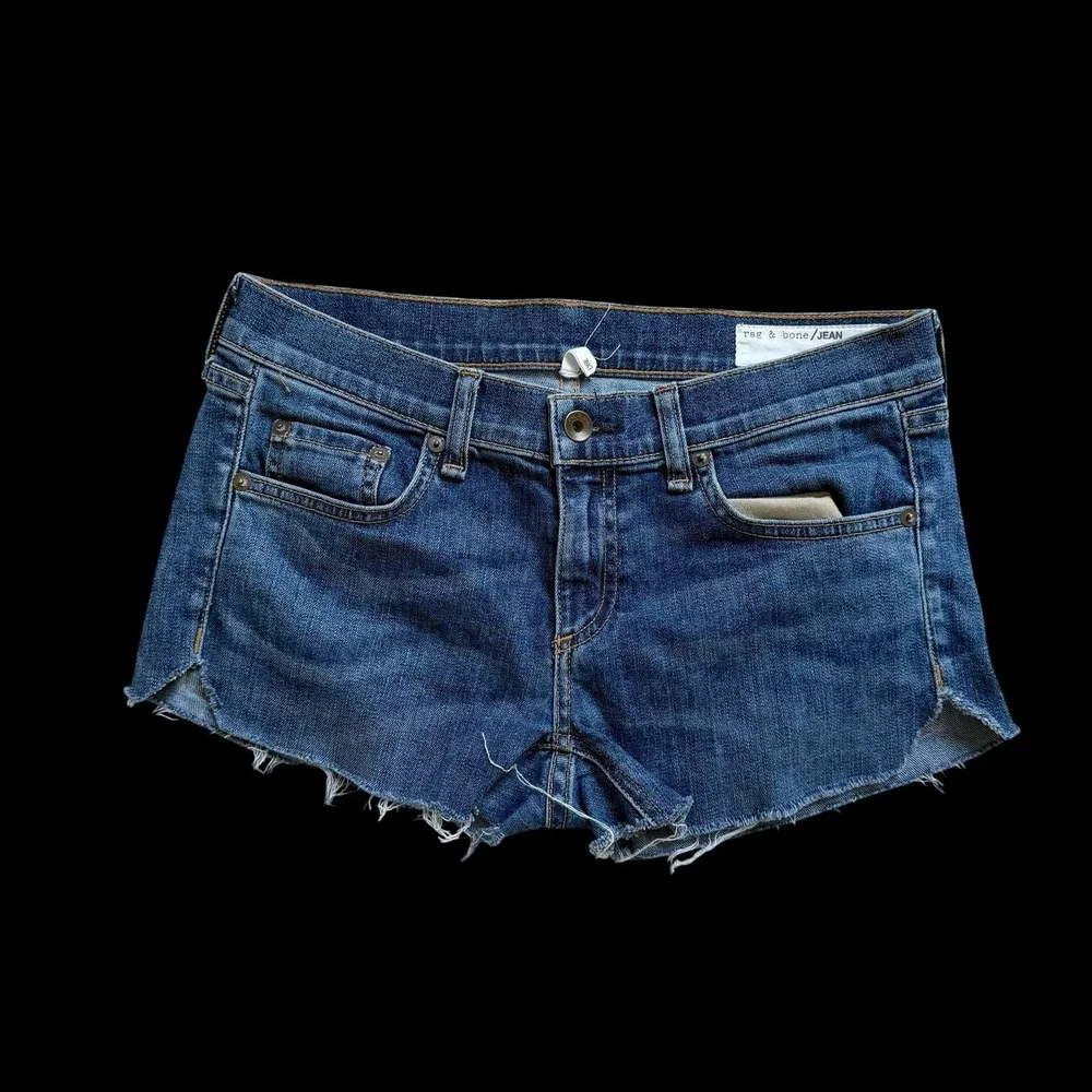 Rag &‎ Bone Dre Micro Low Rise Denim Shorts Keiko Blue Raw Hem 25 W1590K510KEI